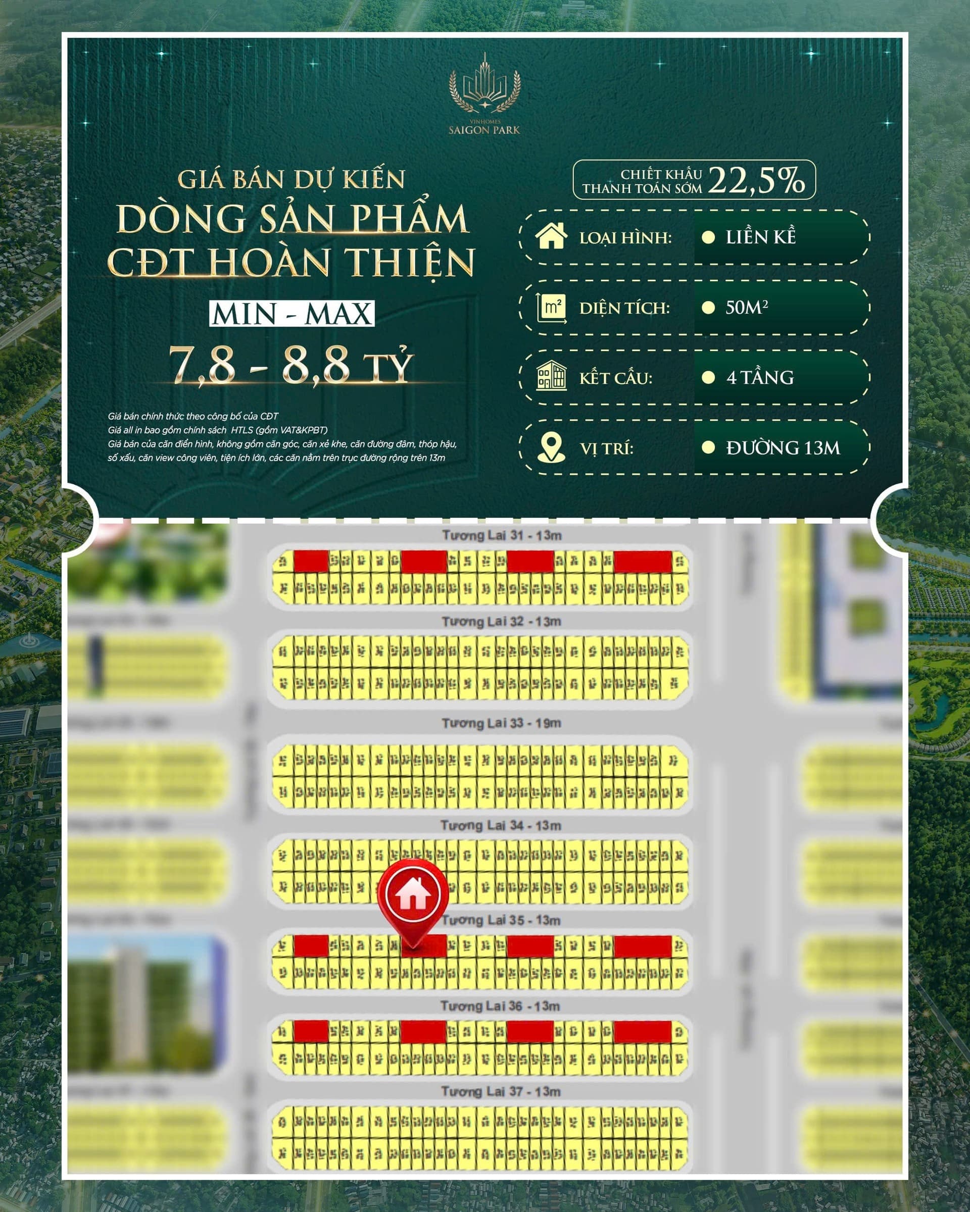 Giá bán nhà hoàn thiện tại Vinhomes Saigon Park Hóc Môn