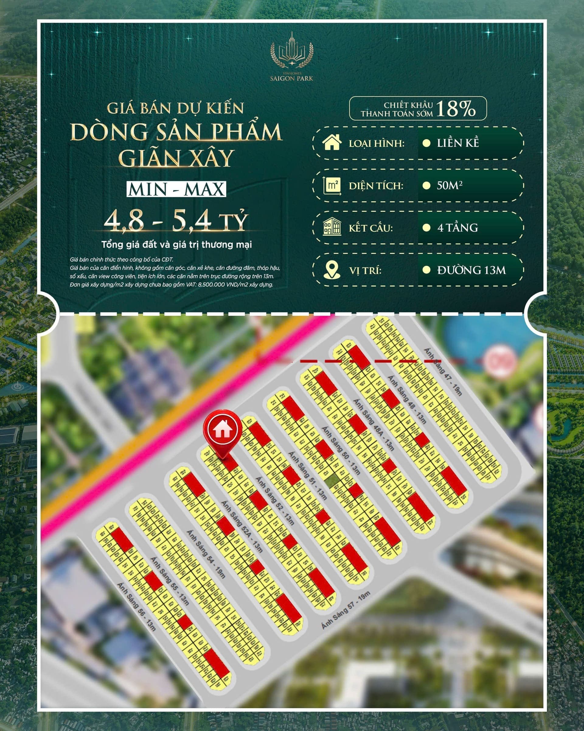 Giá bán nhà phố Vinhomes Saigon Park Hóc Môn - Cập nhật mới nhất